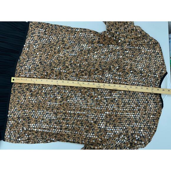 Elisabeth Liz Claiborne Womens Dress Size 16 Animal Print Sequin Short Sleeve - Picture 13 of 15
